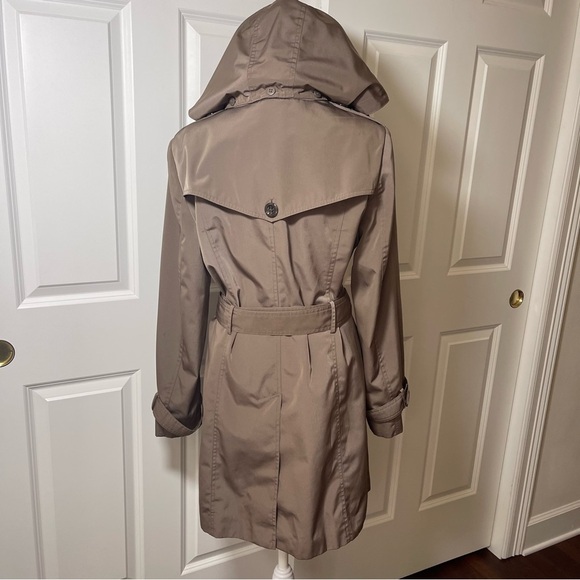 Calvin Klein Mid-Length Single Breasted Trench Coat Raincoat Removable Hood M - Picture 7 of 16